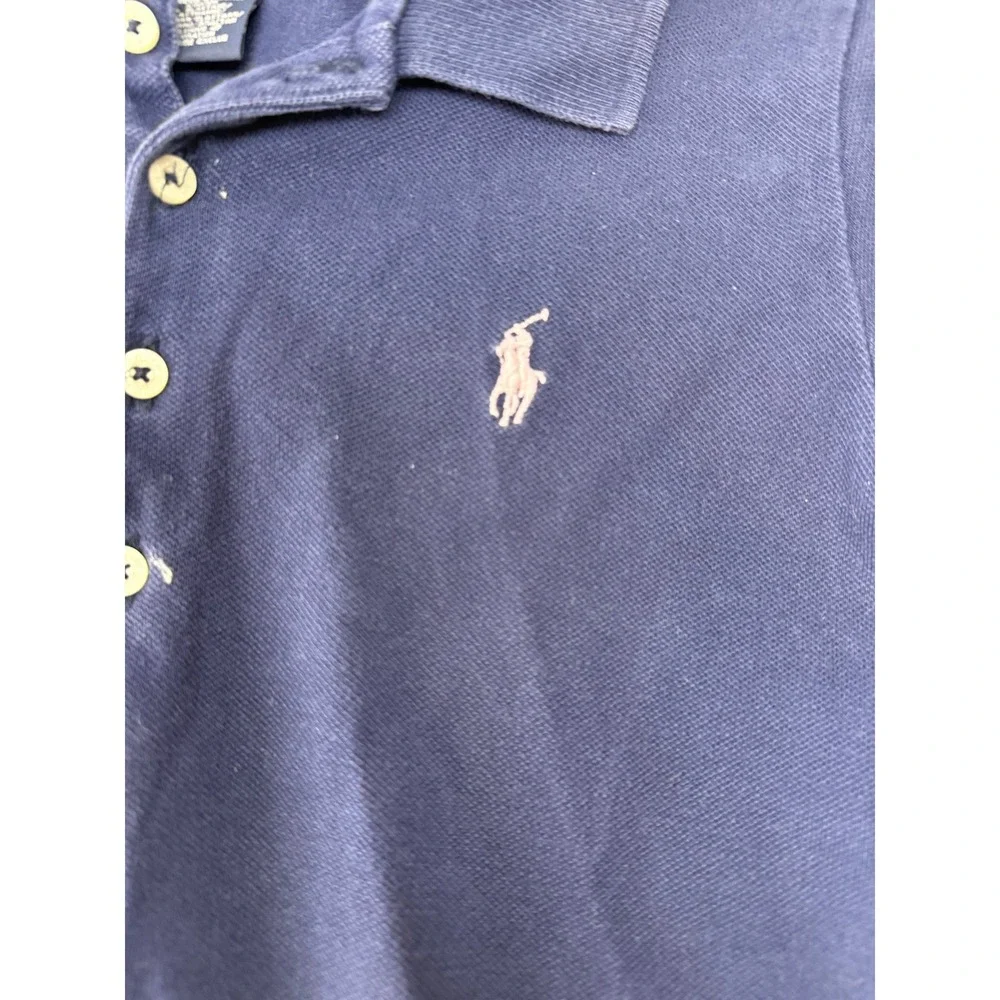 Ralph Lauren Girls Navy Blue Cotton Pleated Polo Shirt Dress Size M 8-10